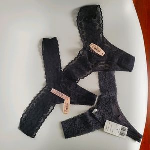 NWT Lace black thong panties